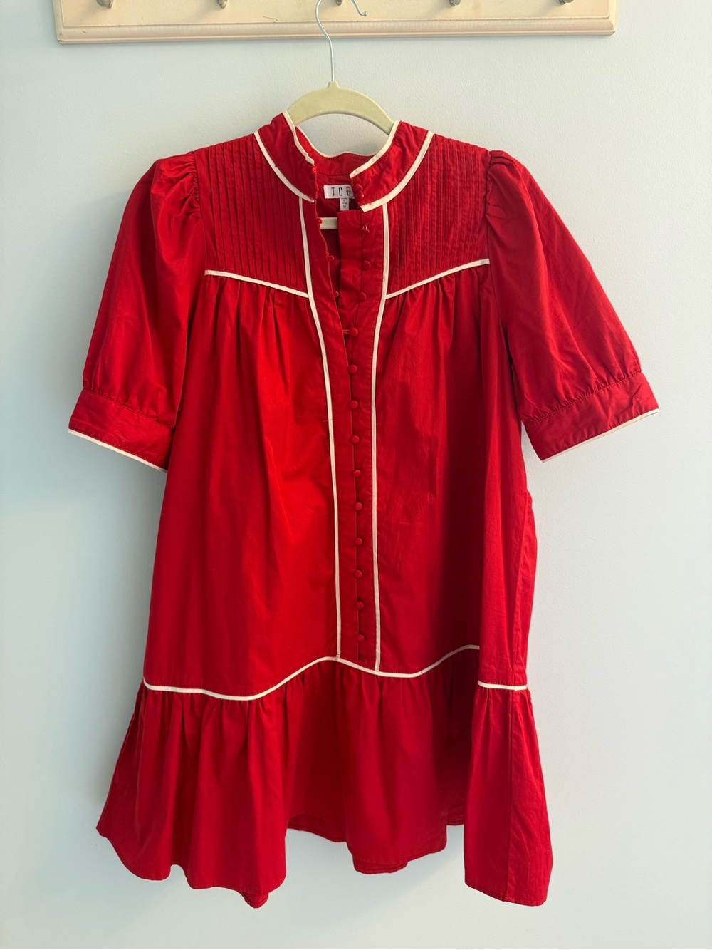 TCEC Red Mini Dress with White Piping